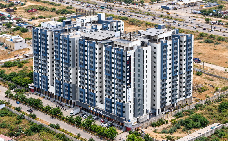 FM Towers aerial exterior view